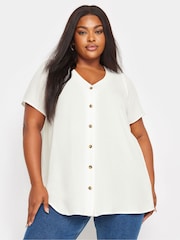 White - Yours Curve Button Front Blouse - Image 1 of 6