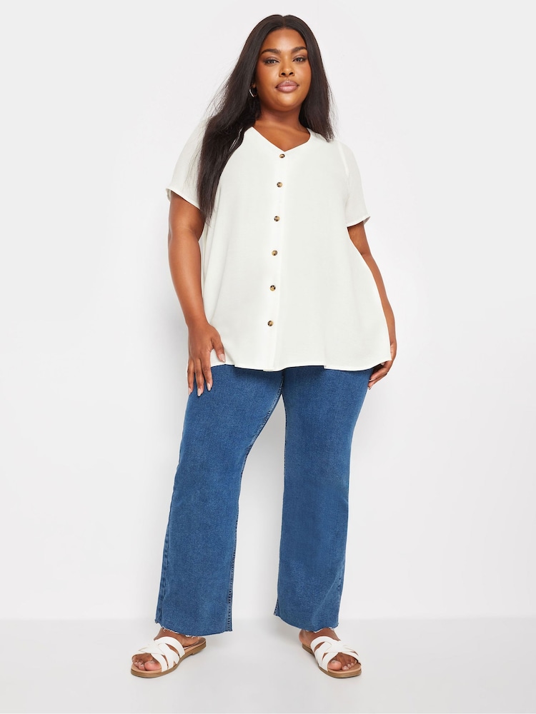 Blanco - Blusa con botones en la parte delantera de Yours Curve - Imagen 2 de 6 Blanco - Blusa con botones en la parte delantera de Yours Curve - Imagen 2 de 6