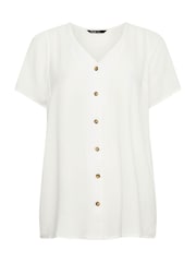 White - Yours Curve Button Front Blouse - Image 6 of 6