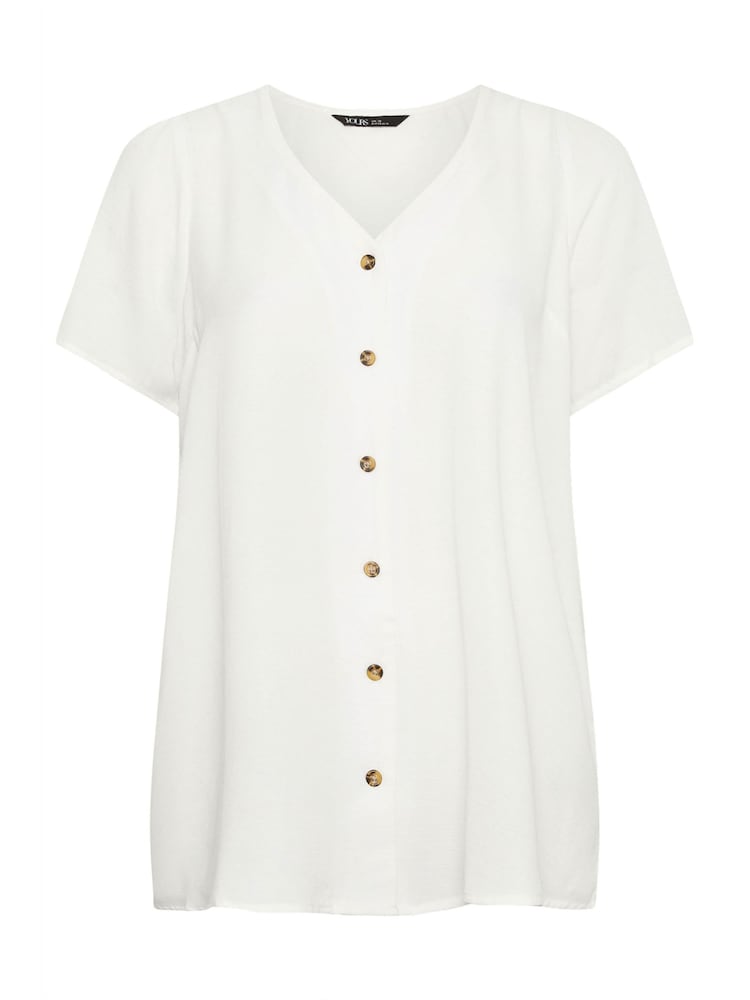 White - Yours Curve Button Front Blouse - Image 6 of 6