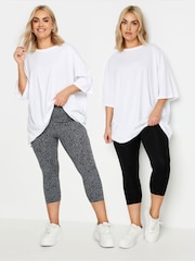 Yours Curve Grey Cropped Leggings 2 Pack - Image 1 of 6