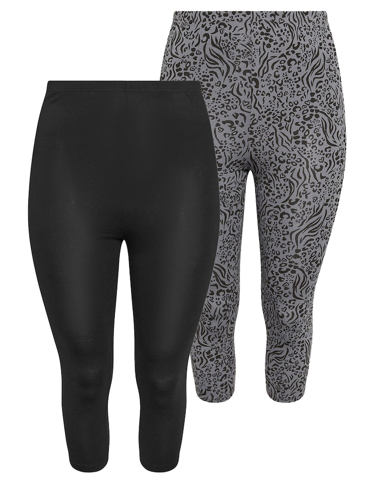 Yours Curve Grey Cropped Leggings 2 Pack - Image 6 of 6