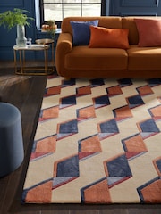 Natural/Rust Brown Geometric Ribbon Rug - Image 1 of 6