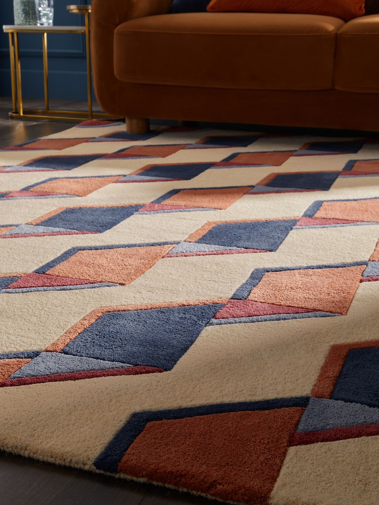 Natural/Rust Brown Geometric Ribbon Rug - Image 2 of 6