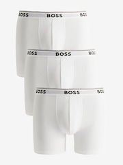 BOSS White Logo Waistband Stretch Cotton 3 Pack Boxer Brief - Image 1 of 2