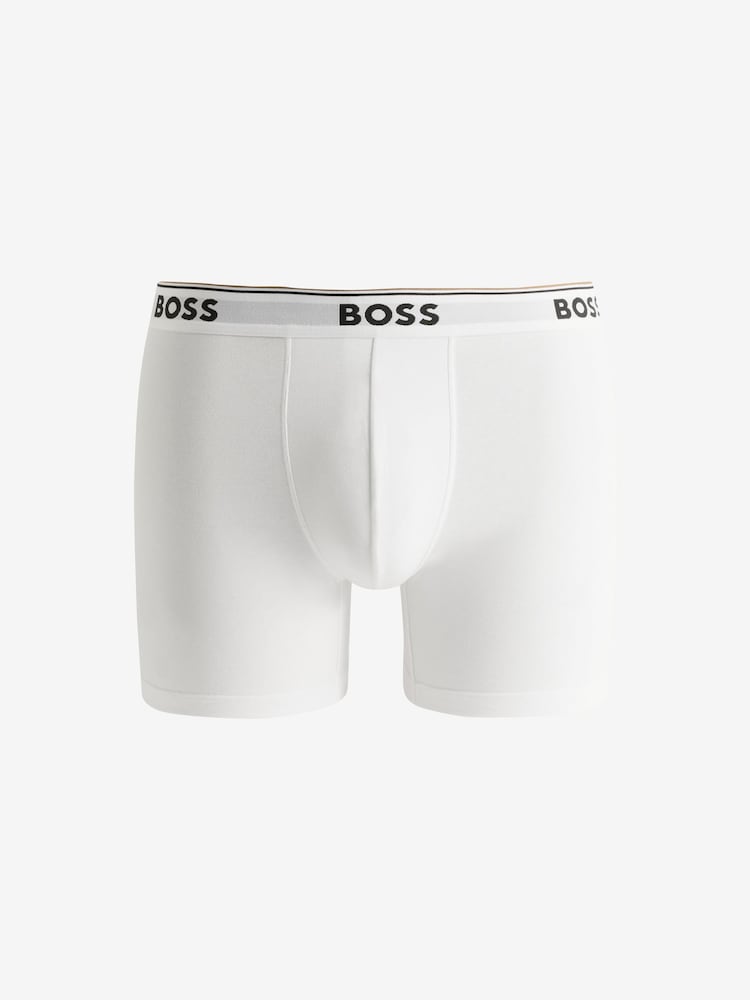 BOSS White Logo Waistband Stretch Cotton 3 Pack Boxer Brief - Image 2 of 2
