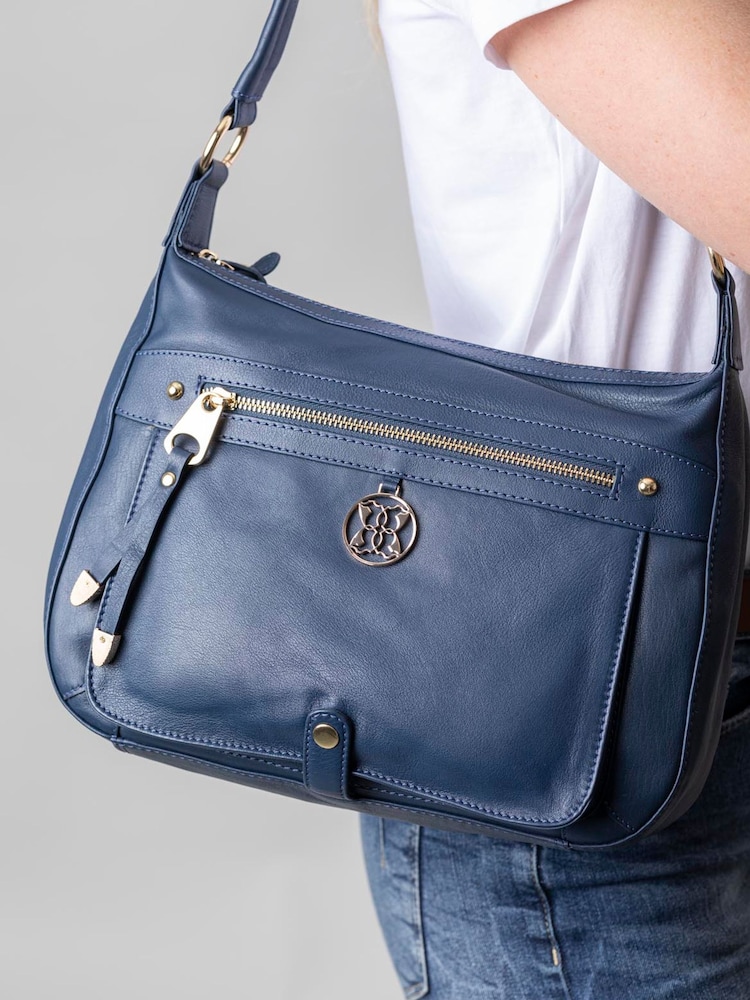 Lakeland Leather Navy Cartmel II Leather Shoulder Bag - Image 1 of 8