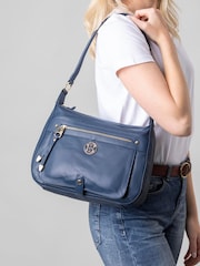 Lakeland Leather Navy Cartmel II Leather Shoulder Bag - Image 2 of 8