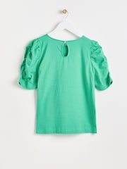 Oliver Bonas Ruched Sleeve Jersey Blouse - Bild 5 von 8