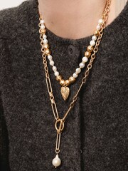Bibi Bijoux Gold Pearl Elegance Real Pearl Layered Necklace Set - Image 1 of 4