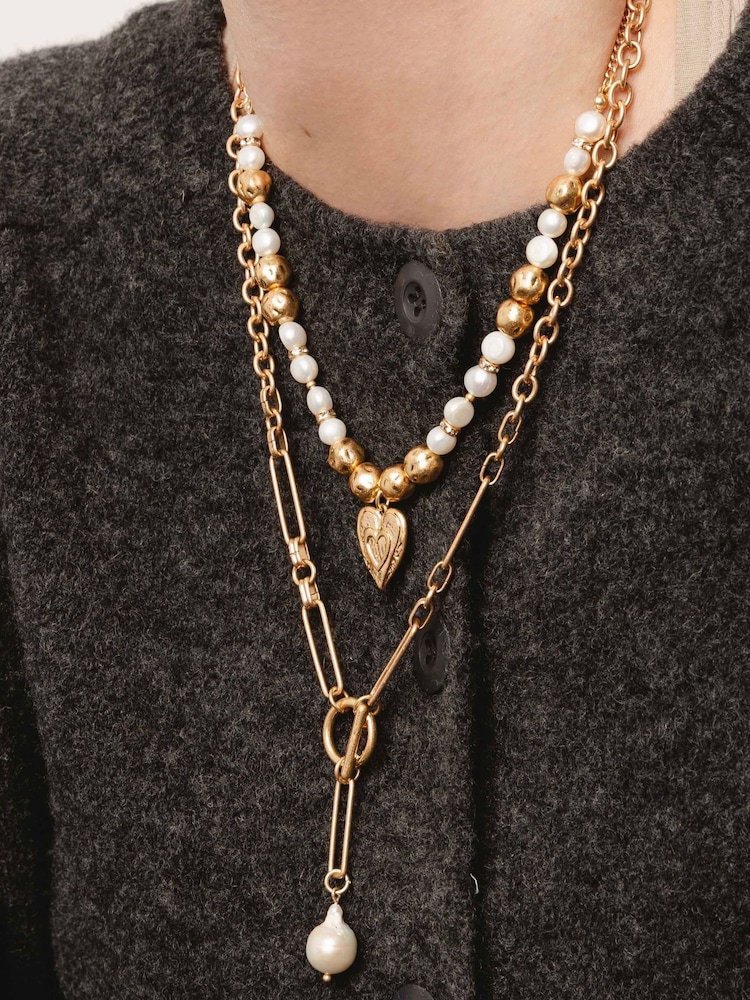 Bibi Bijoux Gold Pearl Elegance Real Pearl Layered Necklace Set - Image 1 of 4