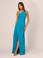 Adrianna Papell Blue Stretch Satin Gown - Image 1 of 7