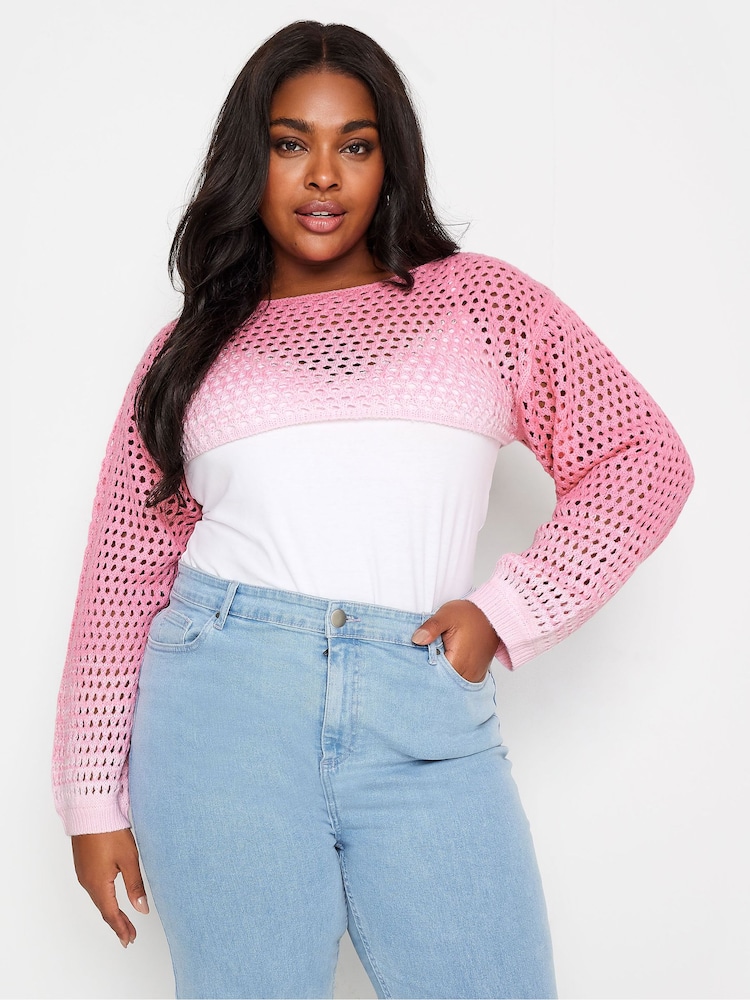 Yours Curve Pink Pink Ombre Crochet Arm Warmer - Image 1 of 5