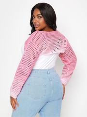 Yours Curve Pink Pink Ombre Crochet Arm Warmer - Image 3 of 5