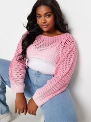 Yours Curve Pink Pink Ombre Crochet Arm Warmer - Image 4 of 5