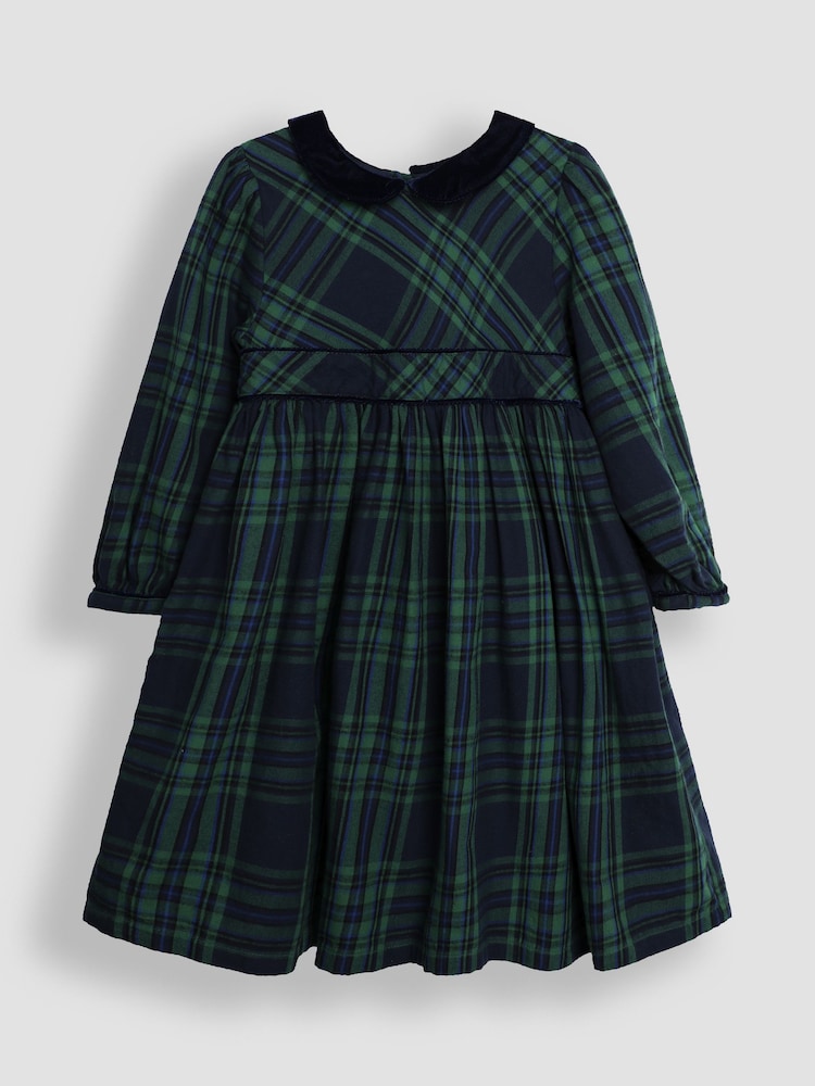 JoJo Maman Bébé Green Check Collar Party Dress - Image 1 of 3