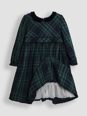 JoJo Maman Bébé Green Check Collar Party Dress - Image 2 of 3