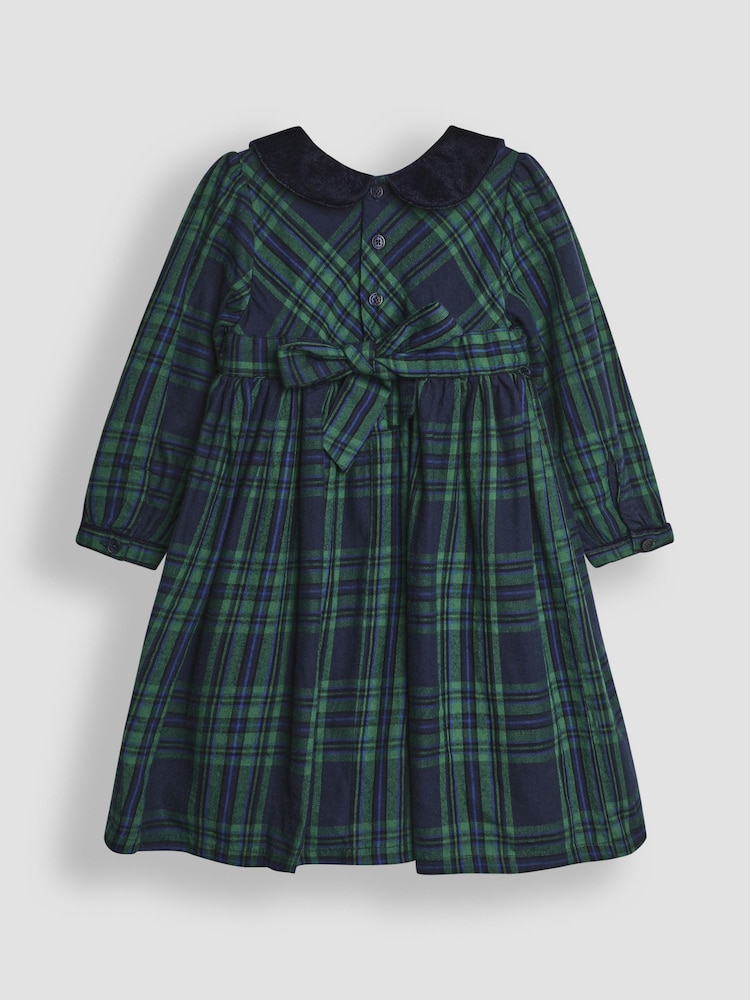 JoJo Maman Bébé Green Check Collar Party Dress - Image 3 of 3
