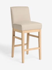 Soft Linen Look Light Natural Norbury Upholstered Fixed Height Bar Stool - Image 6 of 9