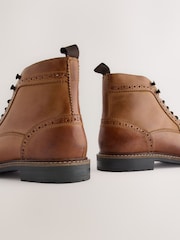 Tan Brown Leather Brogue Boots - Image 7 of 7