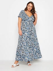 Yours Curve Blue Floral Print Tiered Maxi Dress - Image 2 of 4