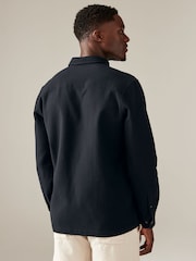 Black 100% Cotton Textured Waffle Long Sleeve Shirt - Image 3 of 7