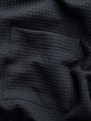 Black 100% Cotton Textured Waffle Long Sleeve Shirt - Image 6 of 7