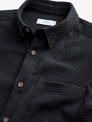 Black 100% Cotton Textured Waffle Long Sleeve Shirt - Image 7 of 7