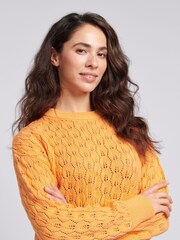 U.S. Polo Assn. Orange Regular Fit Womens Pointelle Knit Jumper - Image 4 of 7