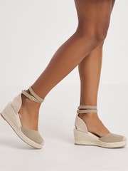 Simply Be Natural Wide Fit Classic Closed Toe Ankle Tie Espadrilles - Image 2 of 4