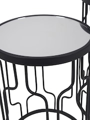 Pacific Black Mirrored Glass and Graphite Metal Round Tables Set of 2 - Image 5 of 6