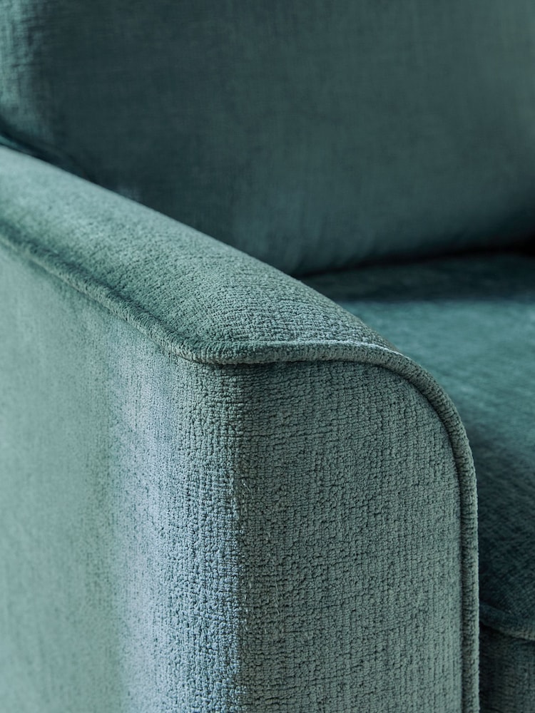 Plush Chenille Teal Blue Walnut Leg Stamford Armchair - Image 2 of 9