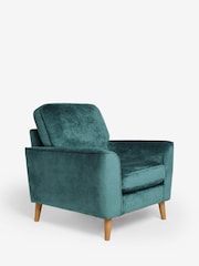 Plush Chenille Teal Blue Walnut Leg Stamford Armchair - Image 3 of 9