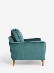 Plush Chenille Teal Blue Walnut Leg Stamford Armchair - Image 7 of 9