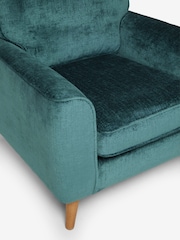 Plush Chenille Teal Blue Walnut Leg Stamford Armchair - Image 9 of 9