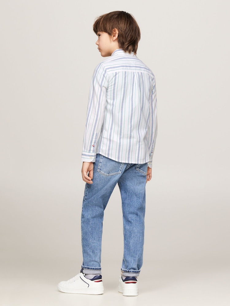 Tommy Hilfiger White/Blue Oxford Striped Shirt - Image 2 of 6 Tommy Hilfiger White/Blue Oxford Striped Shirt - Image 2 of 6