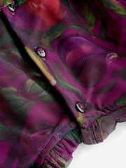 Plum Purple Printed Mesh Party Dress (3mths-7yrs) - Image 9 of 11