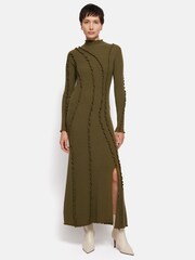 Jigsaw Green Ruffle Detail Knitted Dress - Image 1 of 6