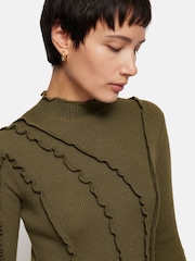 Jigsaw Green Ruffle Detail Knitted Dress - Image 2 of 6