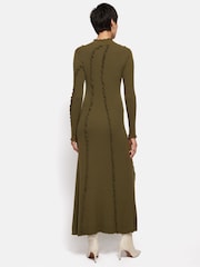 Jigsaw Green Ruffle Detail Knitted Dress - Image 5 of 6