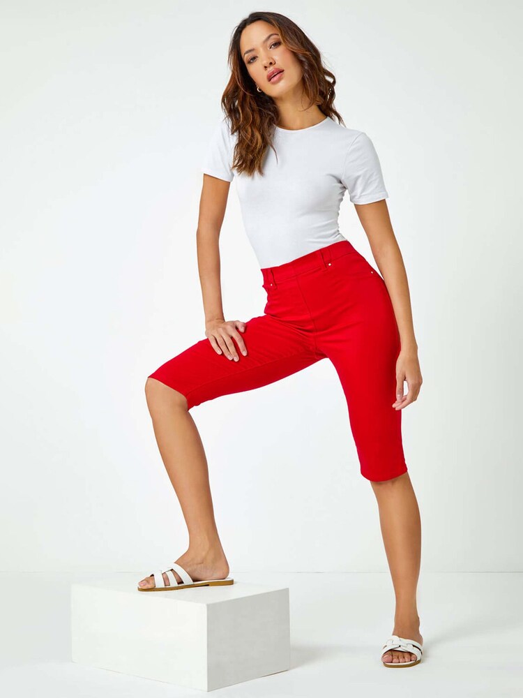 Roman Red Denim Pedal Pusher Stretch Jeggings - Image 1 of 5