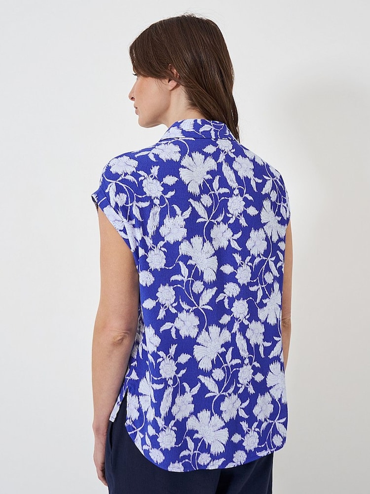 Crew Clothing Blue Printed Short Sleeve Shirt - Image 2 of 4