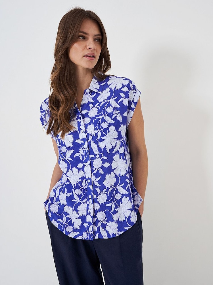 Crew Clothing Blue Printed Short Sleeve Shirt - Image 4 of 4