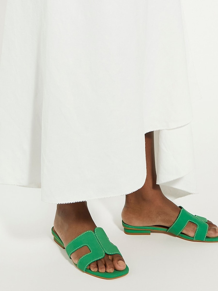 Dune London Green Standard Fit Loupe Smart Slider Sandals - Image 1 of 7
