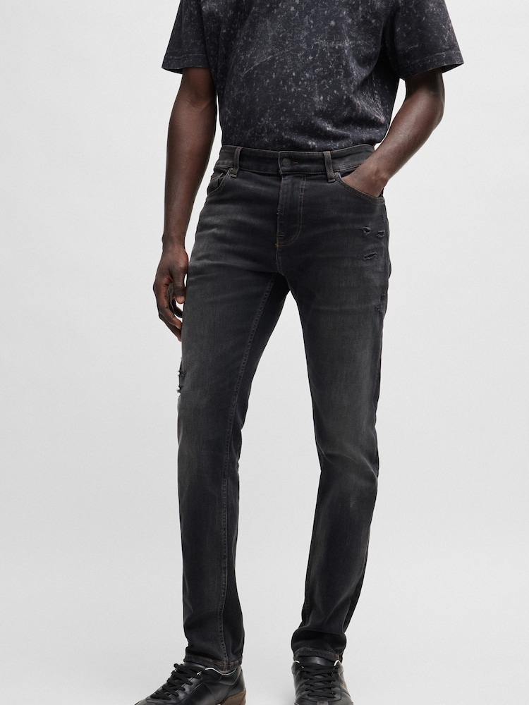 BOSS Grey Light Slim Fit Soft-Motion Denim Jeans - Image 1 of 5