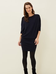 Phase Eight Navy Becca Batwing Knitted Dress - Image 1 of 6