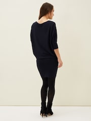 Phase Eight Navy Becca Batwing Knitted Dress - Image 2 of 6