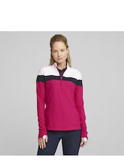 Puma Pink Womens Golf Lightweight Quarter-Zip Top - Image 1 of 5