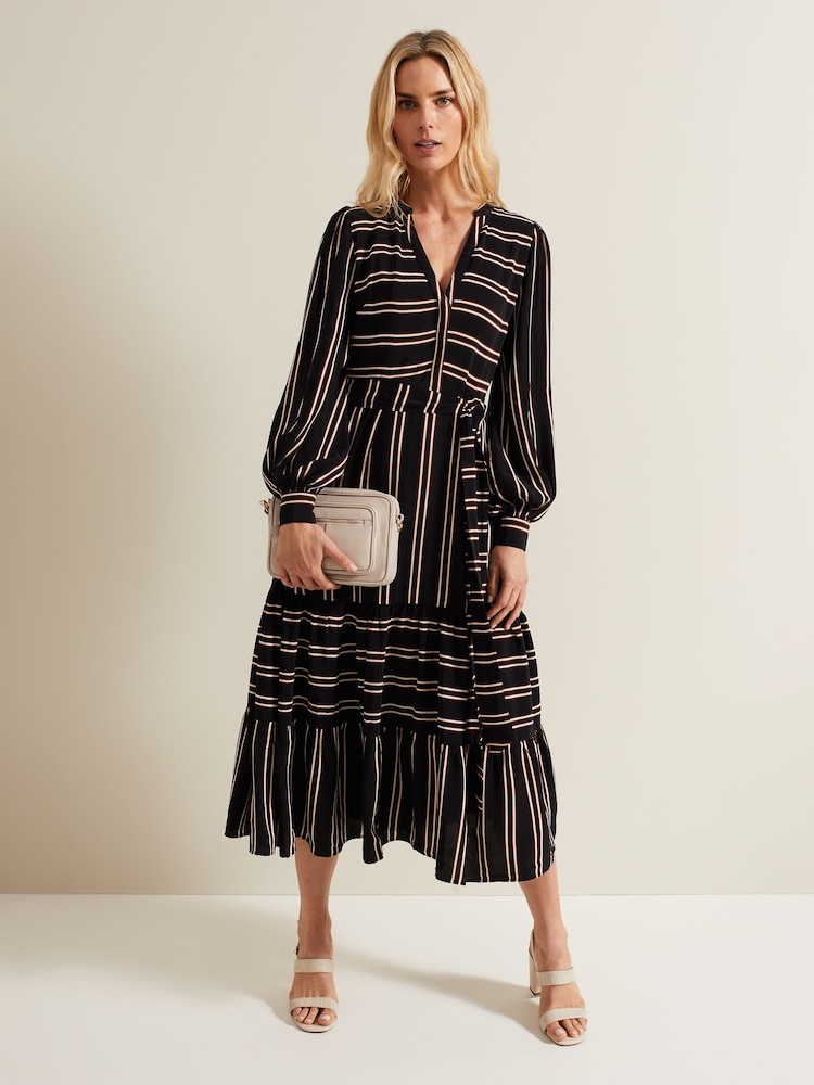 Phase Eight Black Stripe Laura Midaxi Dress - Image 1 of 7