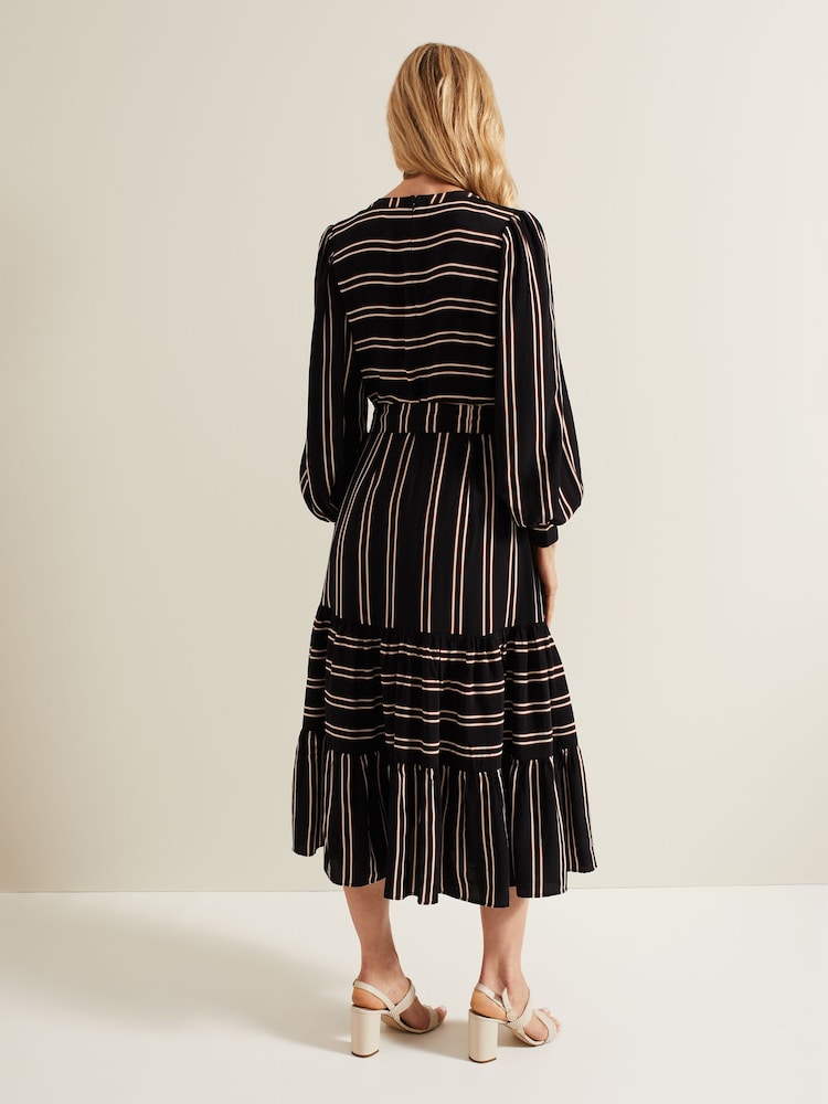 Phase Eight Black Stripe Laura Midaxi Dress - Image 2 of 7